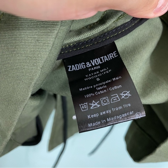 Zadig & Voltaire Kayak Mili Military Shacket Hreen Skull Sz Small‎ - Picture 8 of 8